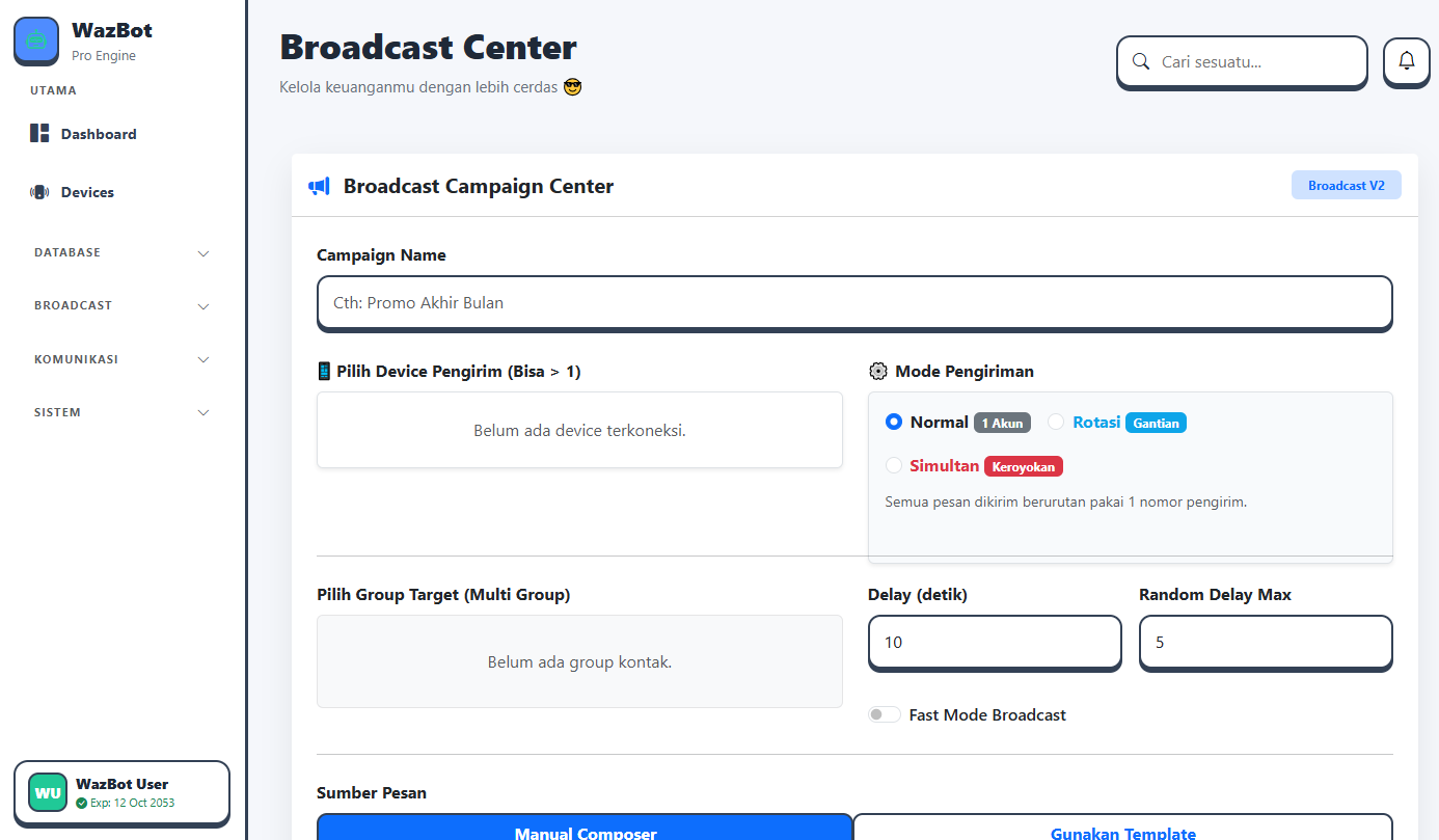 Demo WazBot Dashboard